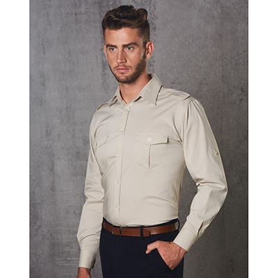 Mens Long Sleeve Military Shirt